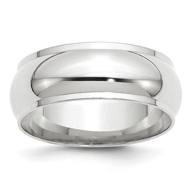 Mens 14K White Gold 2mm Edged Half Round Wedding Band Ring Mens 14K White Gold 2mm Edged Half Round Wedding Band Ring